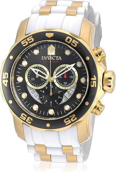 Reloj Invicta Pro Driver 20289 – Cronógrafo, Esfera Negra, Correa Blanca, Acero Inoxidable y Oro